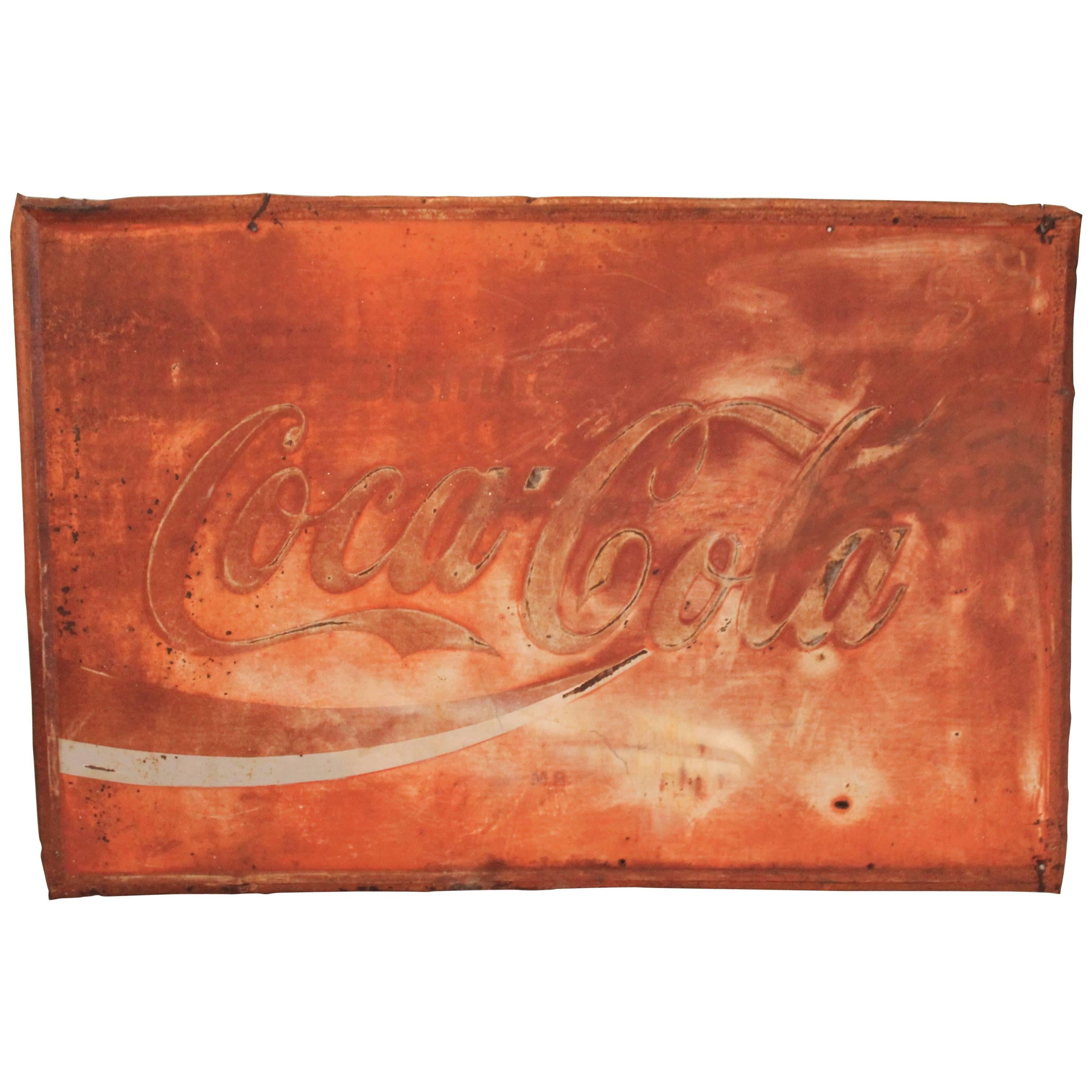 Coca Cola Sign in Original Painted and Faded Surface