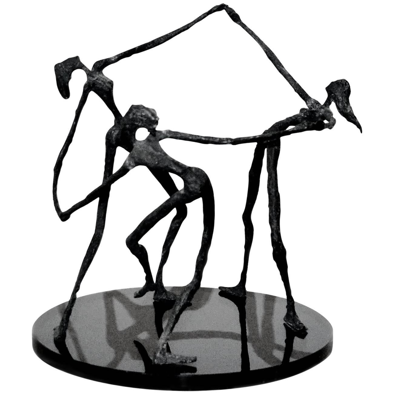 Vintage Bronze Abstract Sculpture of Female Dancers, After Alberto Giacometti