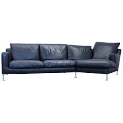 B&B Italia Harry Designer Corner Sofa Leather Black Couch Modern