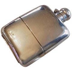 Antique Silver Hallmarked Hip Flask and Cup by J Dixon, Sheffield, 1909