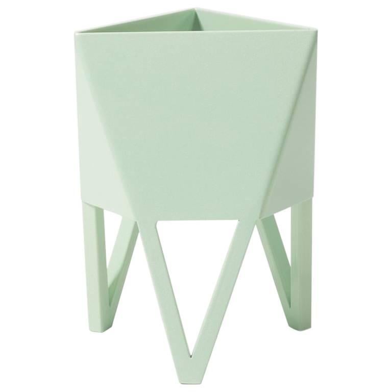 Deca Planter, Pastel Green Steel, Small, by Force/Collide