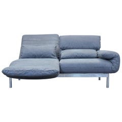 Rolf Benz Plura Designer Fabric Sofa Grey Two-Seat Couch Relax Function