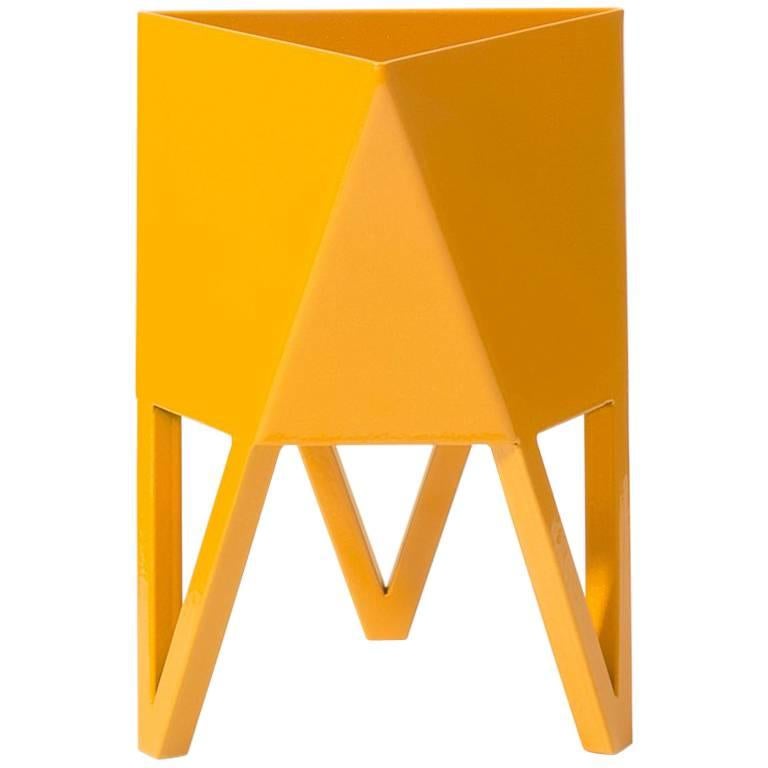 Deca Planter in Daffodil Yellow Steel, Large, by Force/Collide