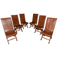 Set of Six Spanish Leather Chairs