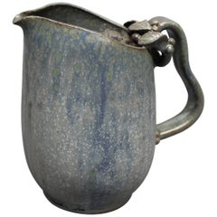Jug i Blue Colors and Delicate Decoration by Arne Bang and Numbered 22