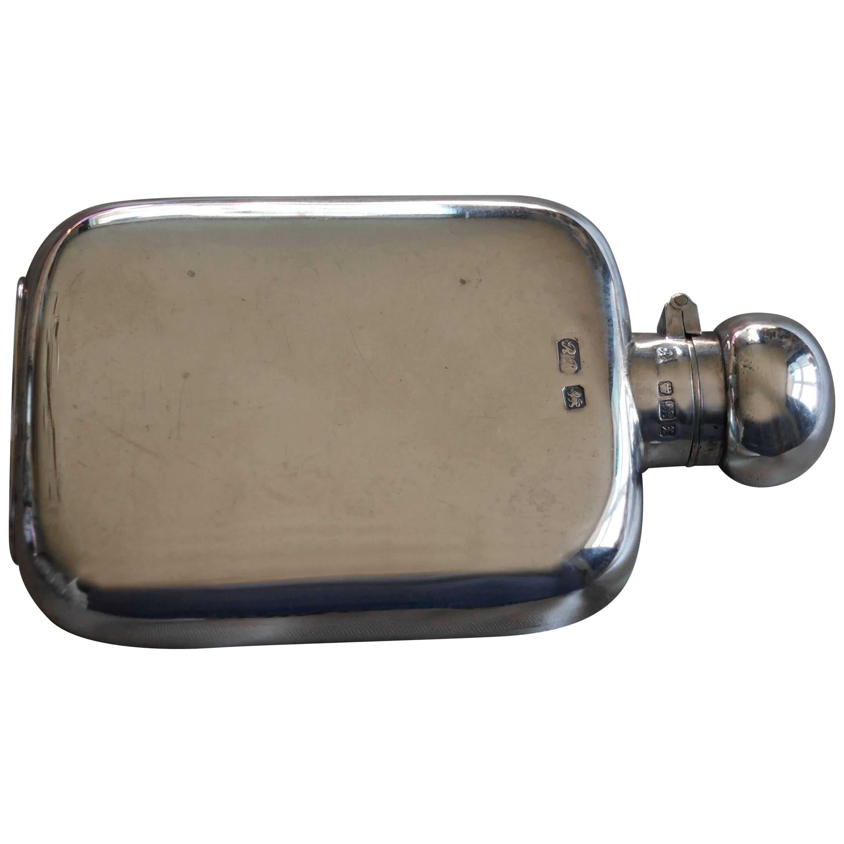 Silver Hall Marked Hip or Pocket Flask, Richard Burbridge Date 1915