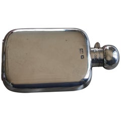 Antique Silver Hall Marked Hip or Pocket Flask, Richard Burbridge Date 1915