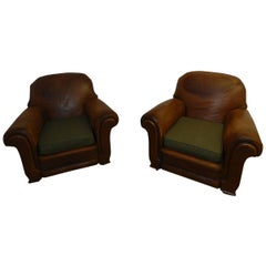 Pair of Leather Club Chairs