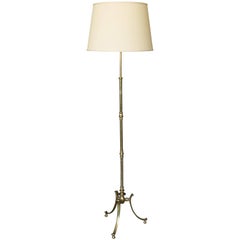 1940s French Tripod Base Floor Lamp in an English Brass Finish