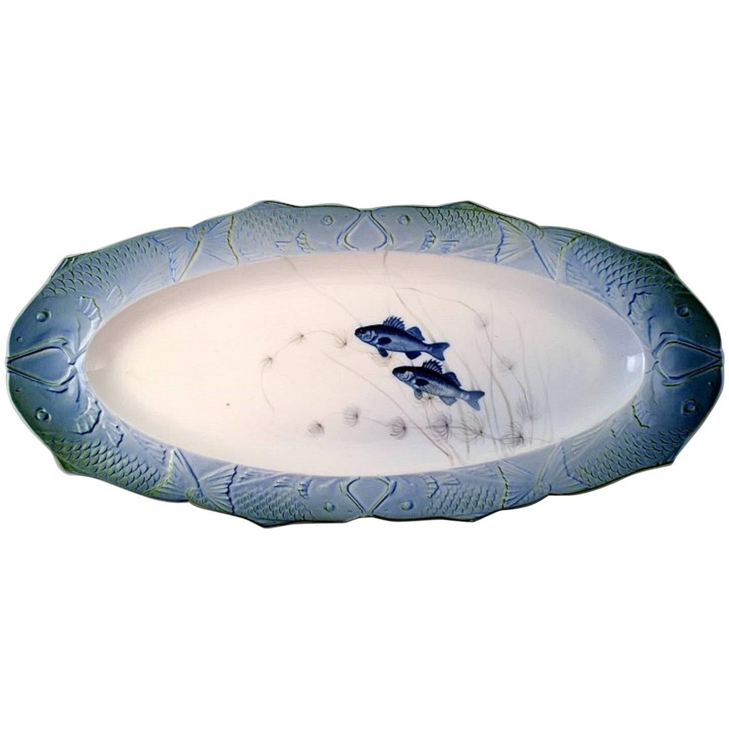 Arnold Krog for Royal Copenhagen: "Fish Service" Porcelain Very Large Oval Dish For Sale