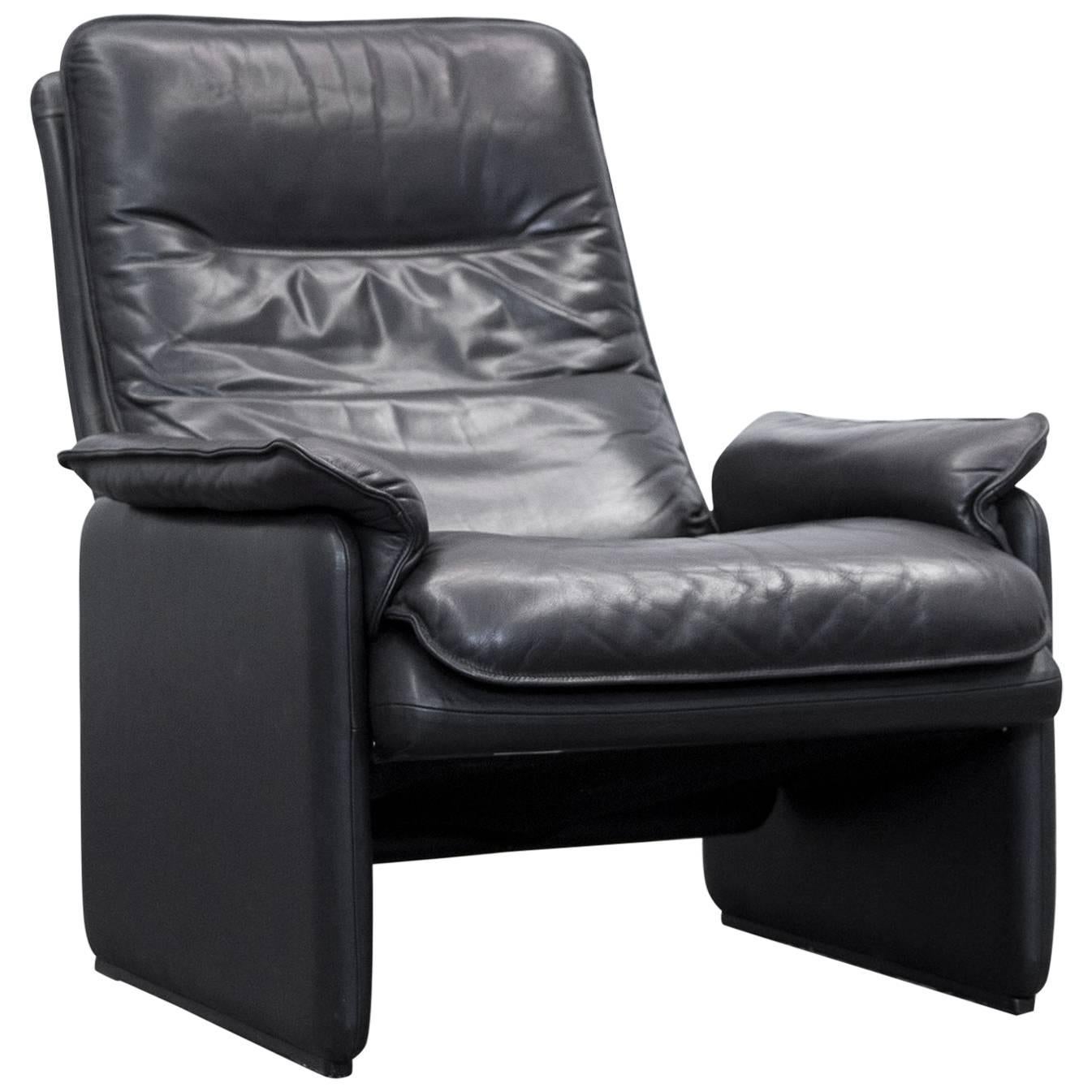 de Sede Designer Armchair Leather Aubergine Black One-Seat Couch Modern