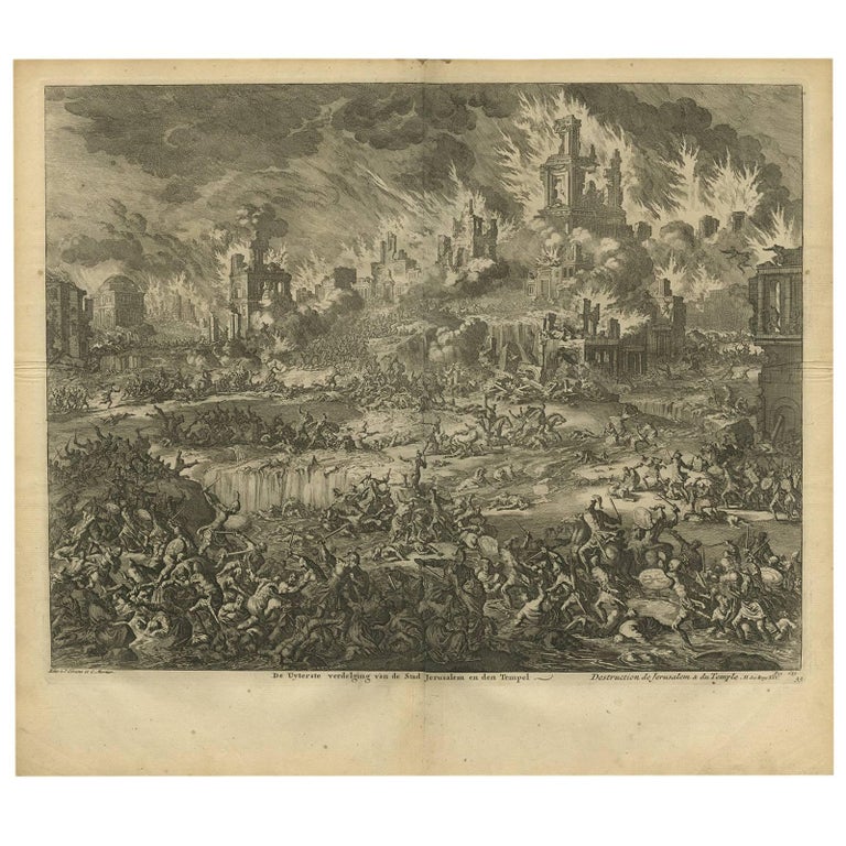 Antique Bible Print Destruction of Jerusalem and the Temple by J ...