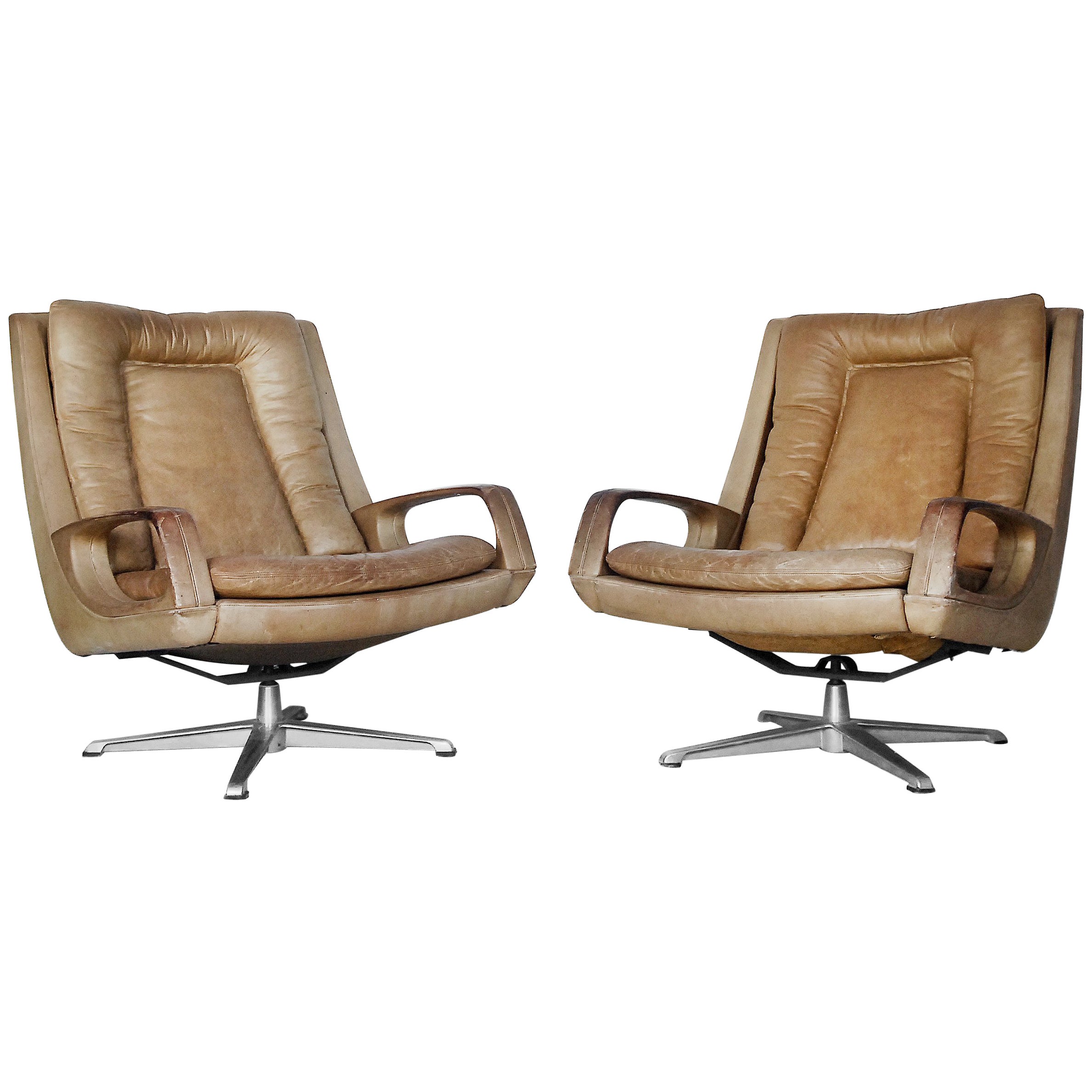 Swivel Leather Chairs By Carl Straub 1950s Set Of Two For At Swivel Leather Chairs By Carl Straub 1950s Set Of Two For At 1stdibs