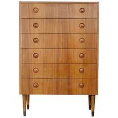 Midcentury Danish Teak Veneer Tall Chest of Drawers, 1960s