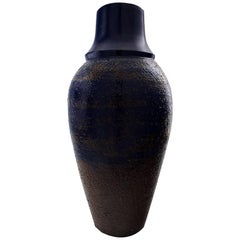 Upsala Ekeby Large Floor Vase in Ceramic, Hand-Painted, Beautiful Blue Glaze