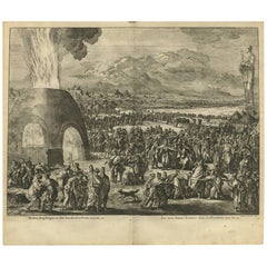 Stampa antica della Bibbia La fornace ardente di J. Luyken, 1743