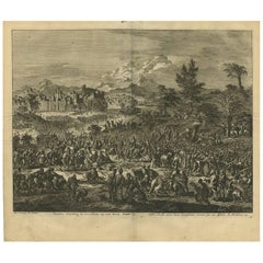 Antique Bible Print Jesus Entered Jerusalem on a Donkey by J. Luyken, 1743