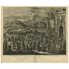 Antique Bible Print Jesus Sentenced to Be Crucified by J. Luyken, 1743