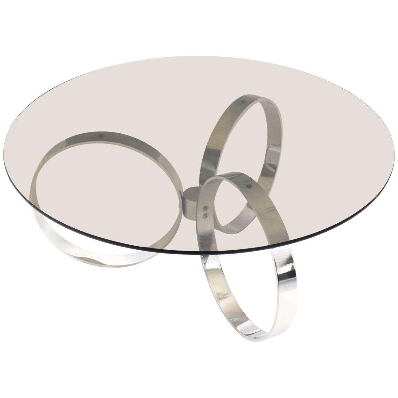 Modernist Chromed Vintage Coffee Table with Three Rings, 1970s For Sale ...