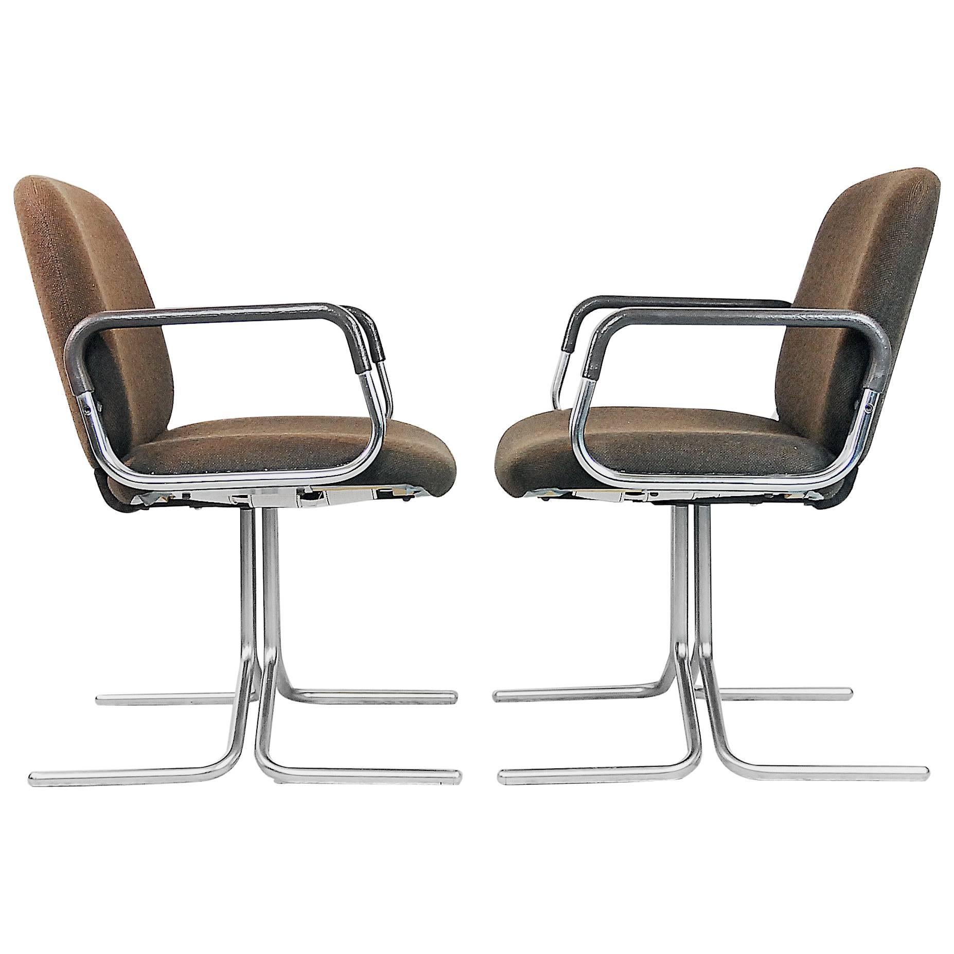 Brown Aluminum Chairs from Mauser, 1970s, Set of Two For Sale