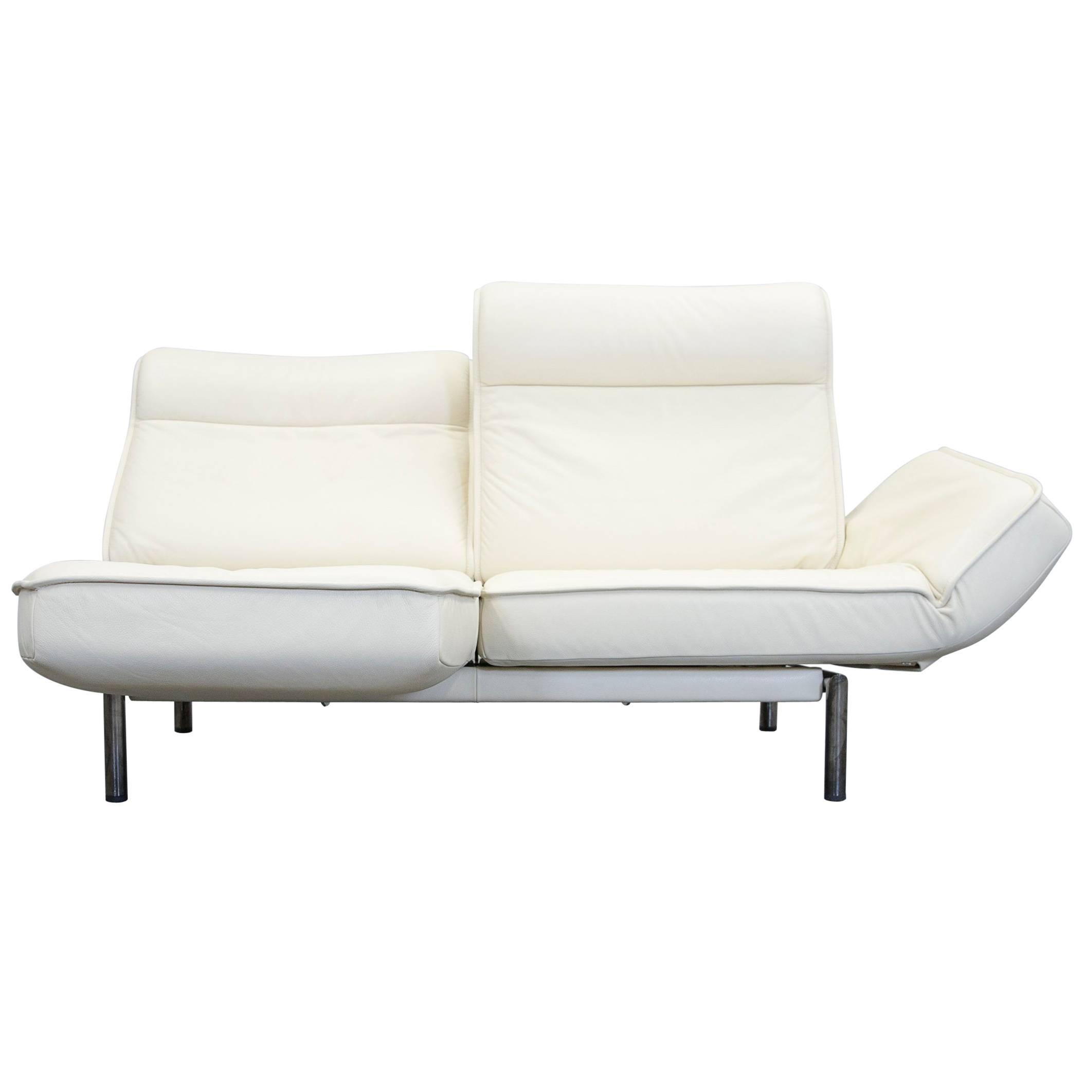De Sede DS 450 Designer Leather Sofa Creme Relax Function Two-Seat Modern For Sale