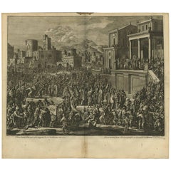 Antique Bible Print of Pilate and Jesus by J. Luyken, 1743