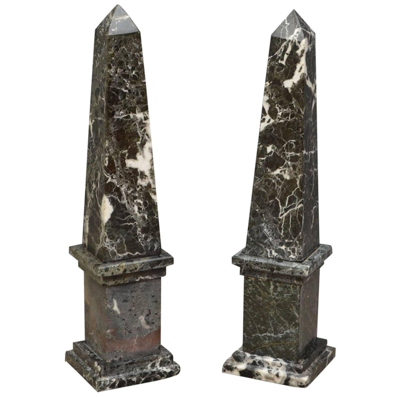 Pair of Decorative Marble Obelisks