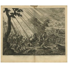 Antique Bible Print Conversion of Paul by J. Luyken, 1743