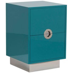 Single Two-Drawer Porthole Lacquered Bedside Cabinet by Talisman Bespoke