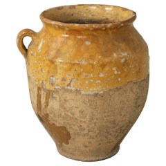 Antique French Confit Pot or Confit Jar Great Colour, Missing one Handle 