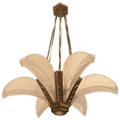 Antique French Art Deco "Feather" Chandelier