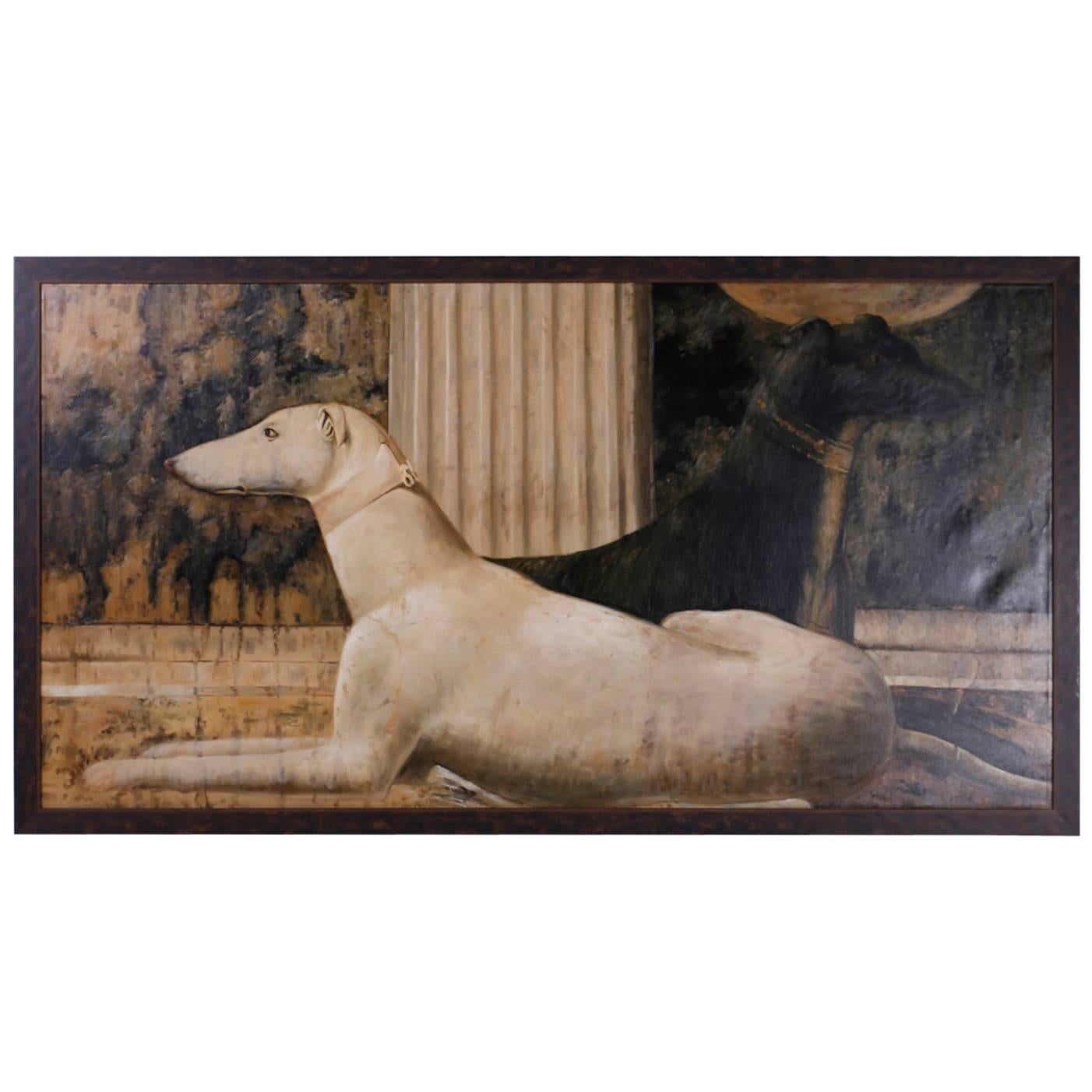 Oil on Canvas Greyhound Dog Painting