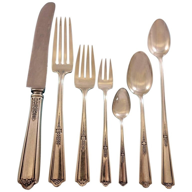 12 Pieces of Early 20th Century Flatware Cutlery Dinner and Starter Fine Dining Tableware 1920s  Silver Plate /& Stainless Steel Knives