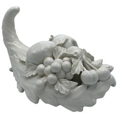 1960s, Italian Ceramic Fruit Cornucopia Centerpiece Sculpture