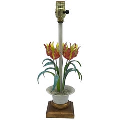 1970s Italian Tole Tulip Lamp on Florentine Base