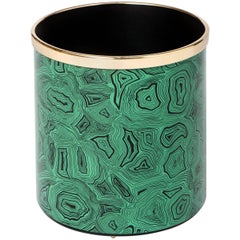 Barnaba Fornasetti paper basket Malachite green with chromed details, Italy 2017