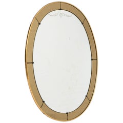 Cristal Arte oval wall mirror with champagne glass border, Italy, circa 1960