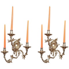 Pair of French Regence Bronze Wall Sconces