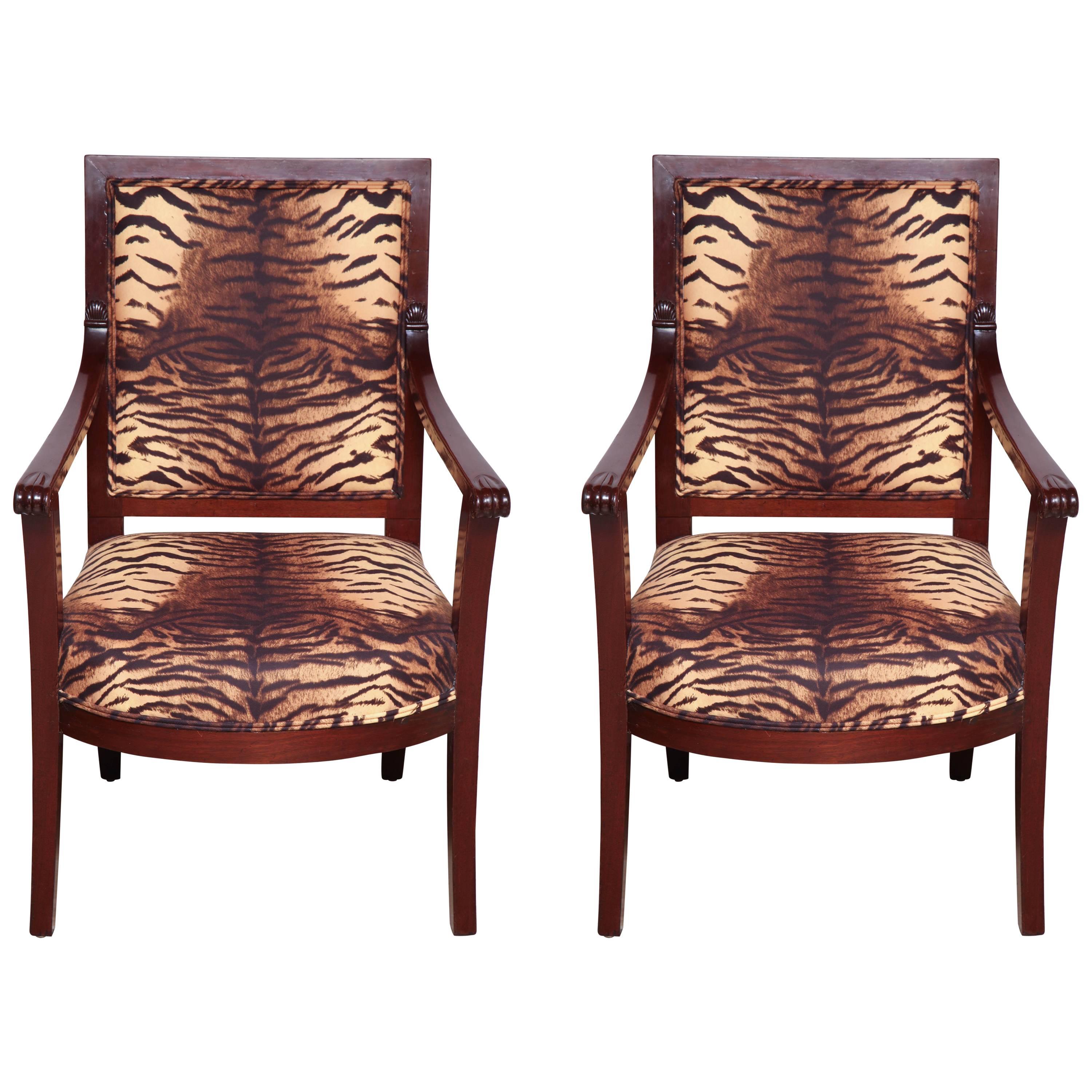 Pair of French Directoire Mahogany Fauteuil's