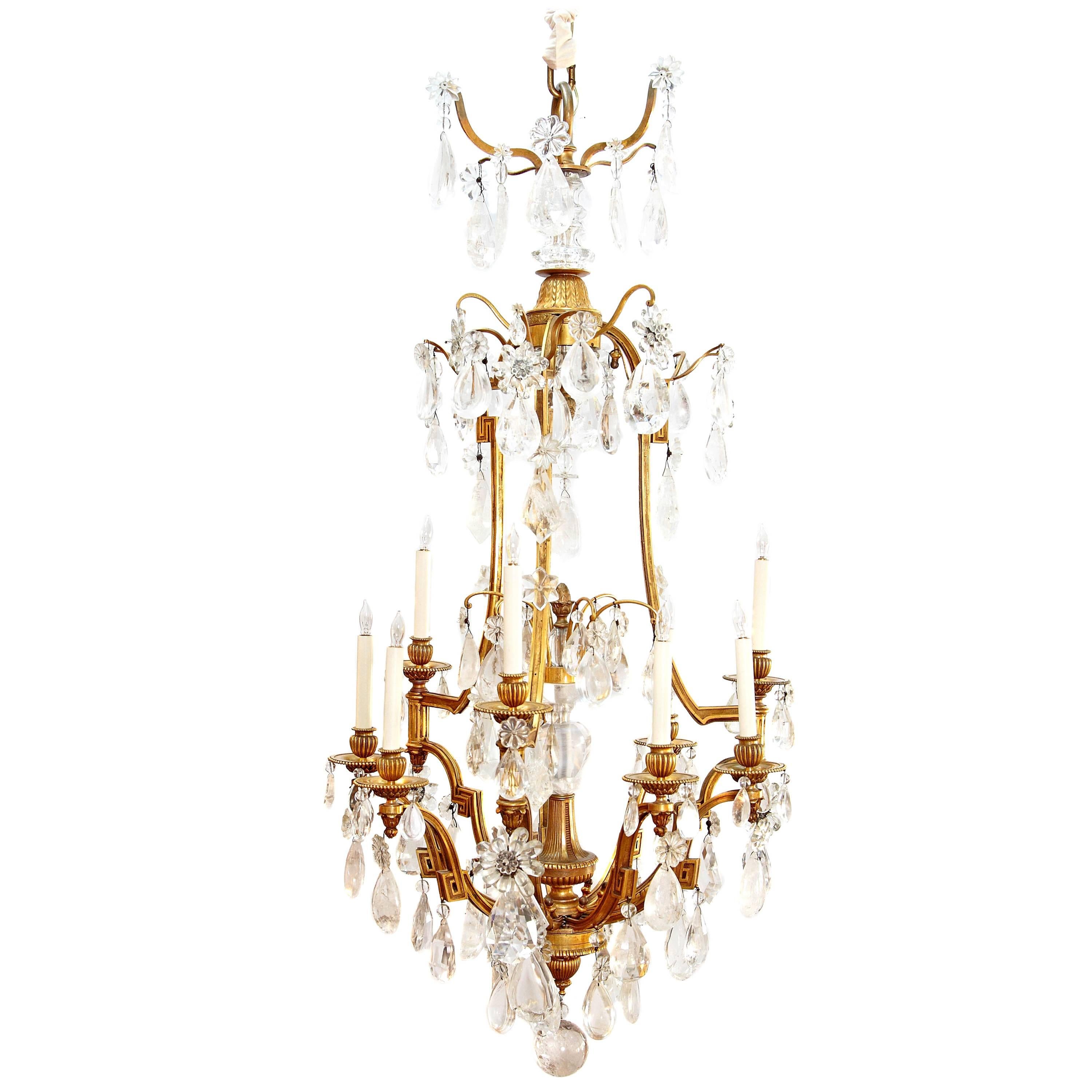 Louis XV Style Chandelier with Rock Crystals from Nesle Inc. New York For Sale