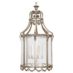 art deco lanterns Monumental Nickel-Plated Bronze Art Deco Lantern