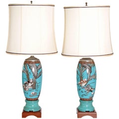 Pair 19th Century of French Cloisonne Lamps