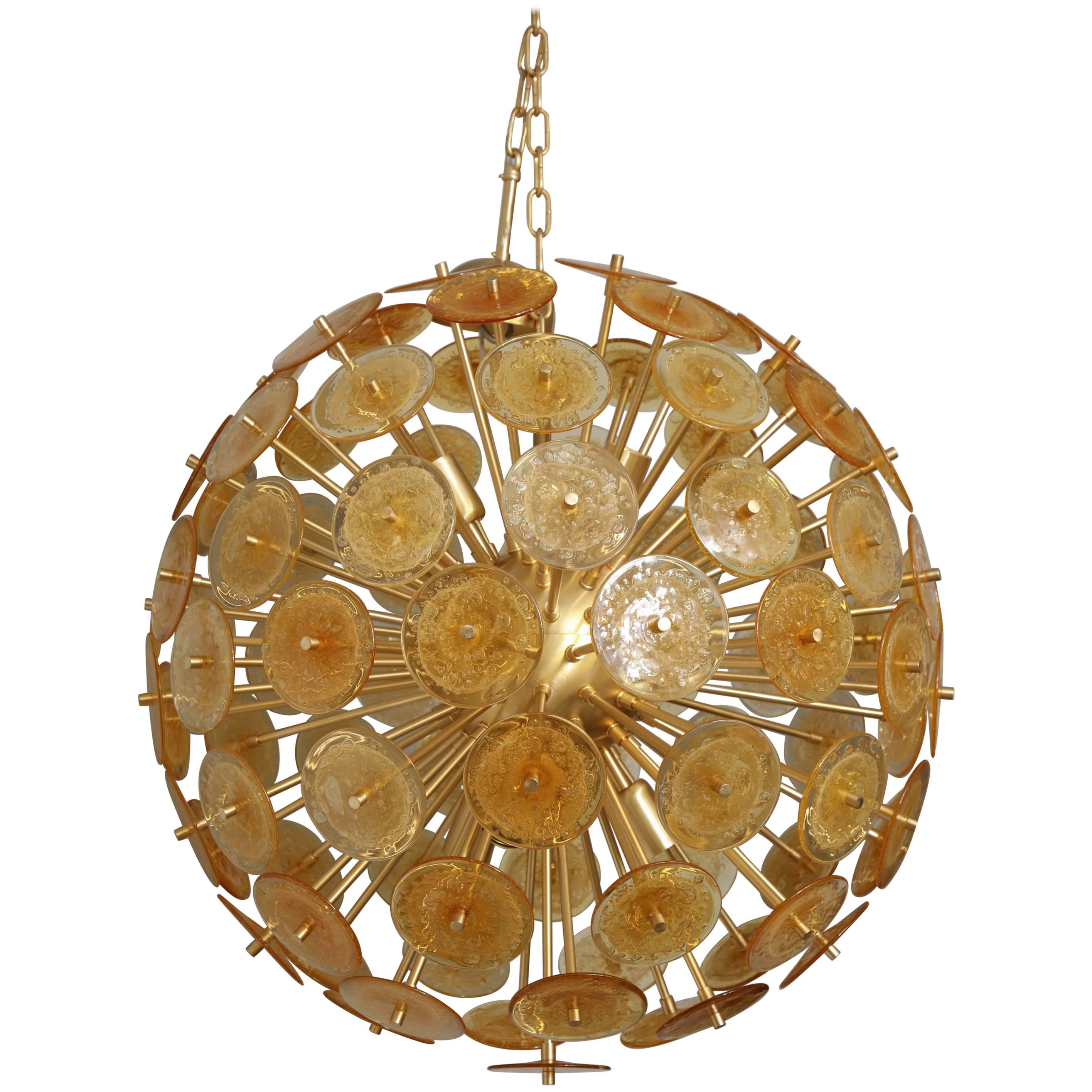 Golden Murano Mini Glass Disc Sputnik Chandelier