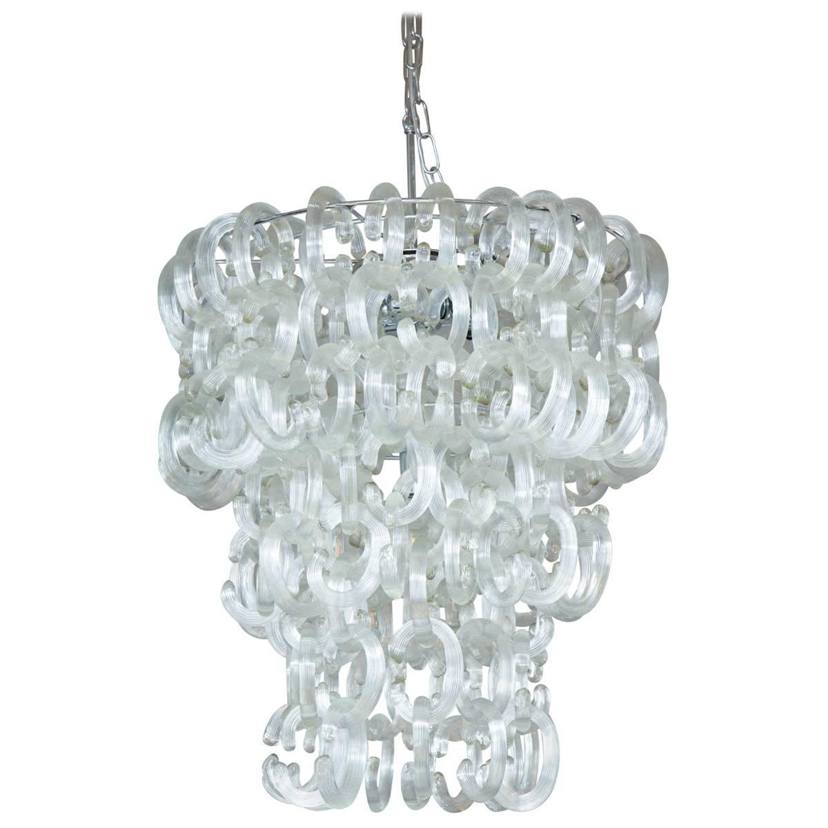 Lampadario personalizzato in vetro di Murano trasparente A Link in vendita