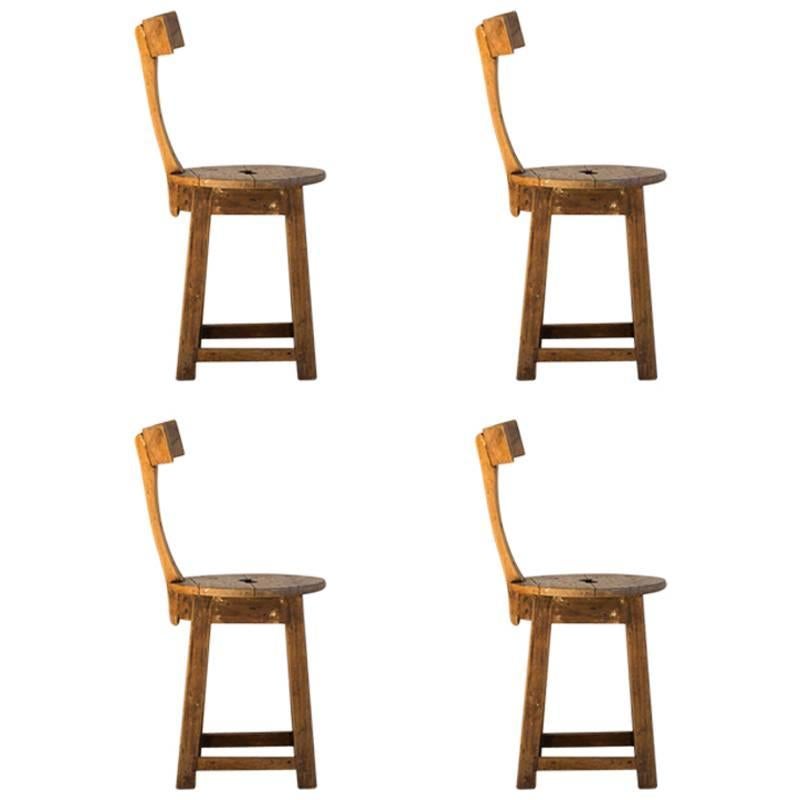Set of Four Rustic T Back Chairs