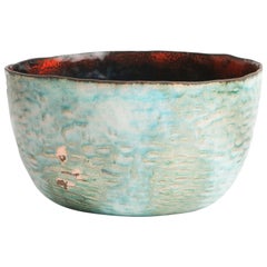 Vintage Blue Green Red Enameled Paolo De Poli Bowl