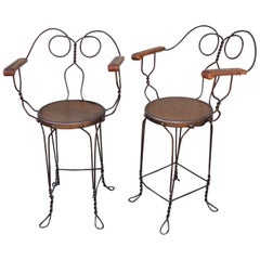 Ice Cream Parlor Armchairs, Industrial/Pair