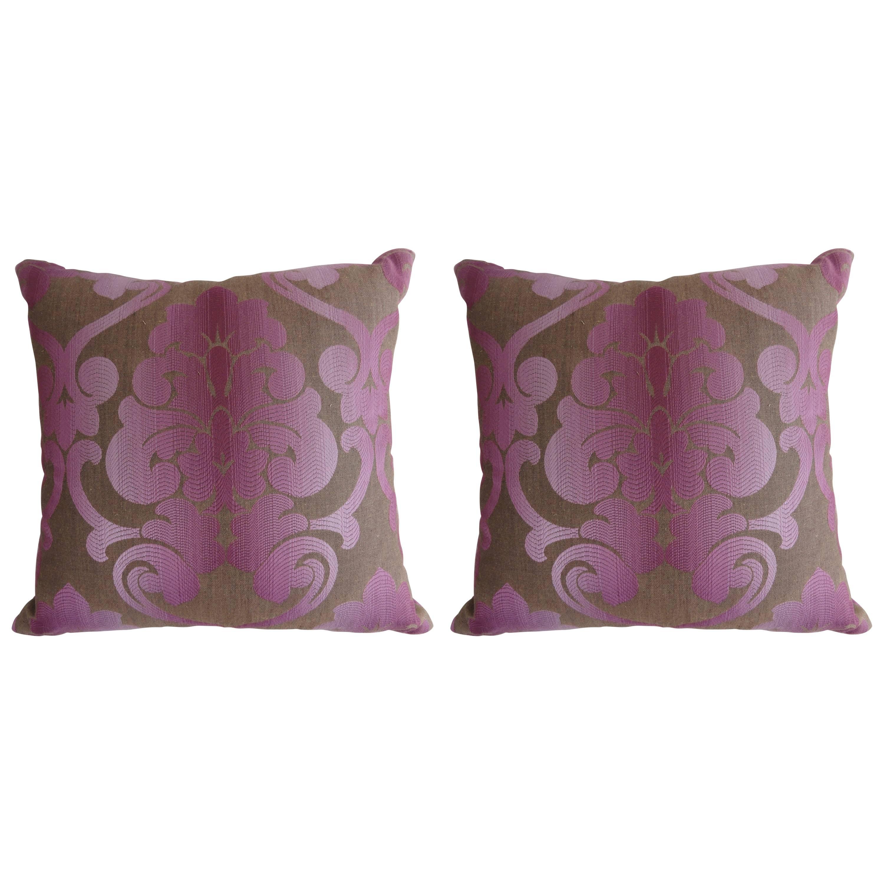 Pair of New Brocade Custom Pillow For Sale