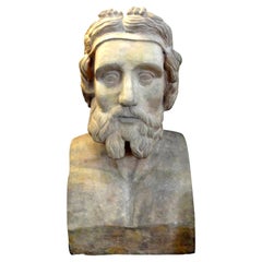 Monumental 19th Century French Terracotta Bust of a Classical Greek