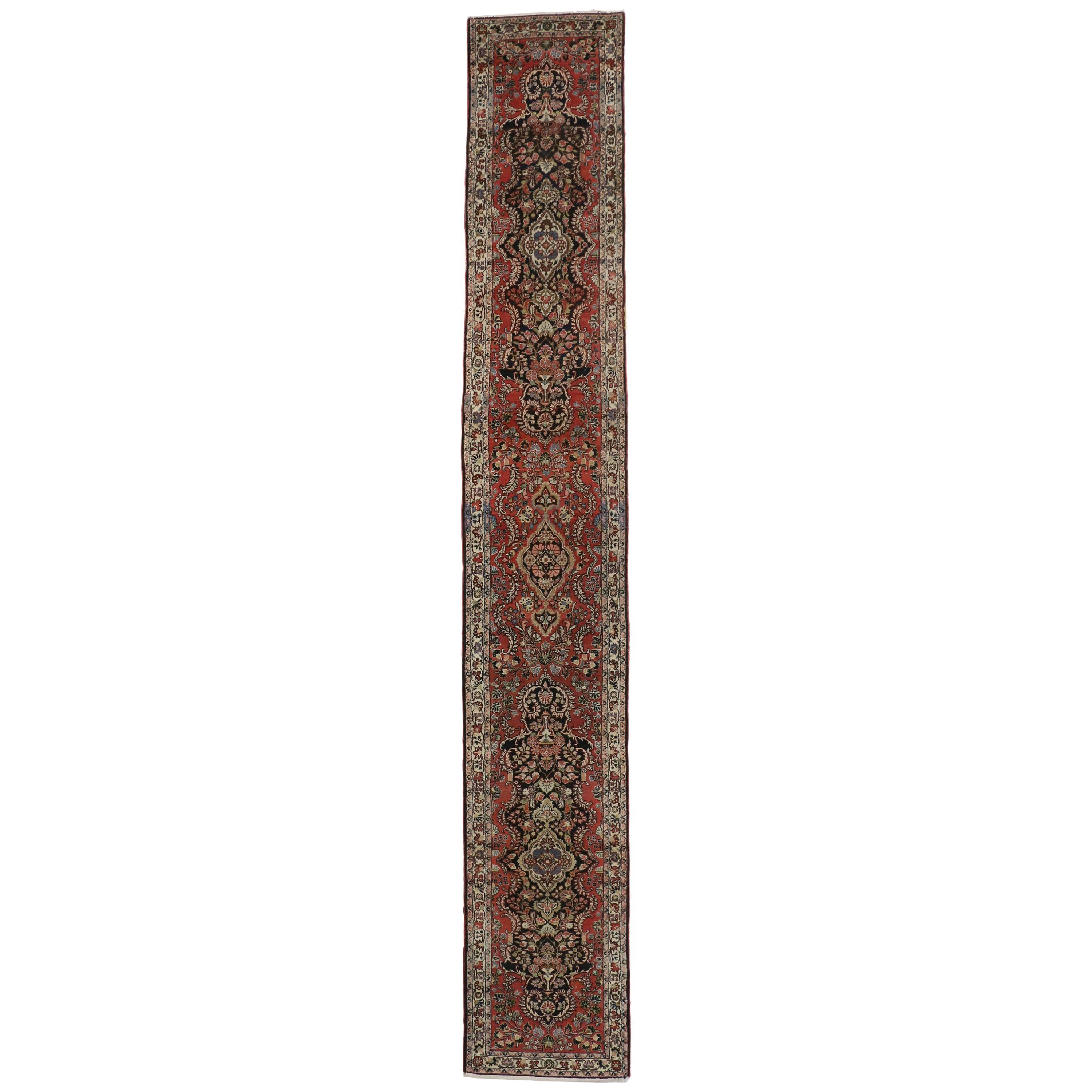 Tapis de couloir persan ancien Hamadan, tapis de couloir persan extra long